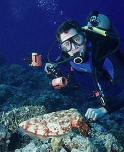 Michael posing with cuttlefish